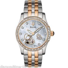 Bulova Skeleton Diamond Open Heart Women's Watch 98r154