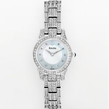 Bulova Stainless Steel Crystal And Mother-Of-Pearl Watch - 96L149 -