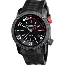 Burberry Men's Sports Diving Swiss Quartz Black Rubber Strap Watch