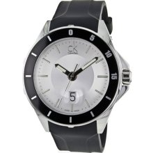 Calvin Klein Watches Men's Silver Tone Dial Black Silicone Black Sili