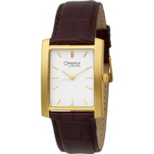 Caravelle by Bulova Men's 44A06 Leather Strap White Dial Watch