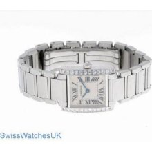 Cartier Tank Francaise Steel Diamonds Ladies Watch