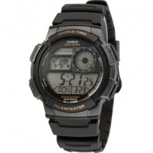 Casio Ae-1000w-1a Mens World Time Digitalwatch 10years Battery Sports