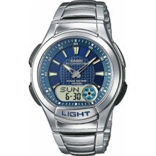 Casio Analog-digital Aq-180wd-2a Blue Tele-memo World Time 100m Wr (aq180wd-2a)