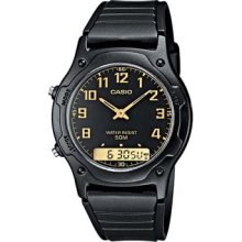 Casio Analog-digital Aw-49h-1bv Gold Black Dual Time 50m Wr (aw49h-1bv)