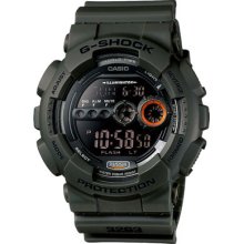 Casio G-shock Military Green Reverse Black Lcd Men's Watch Gd100ms-3