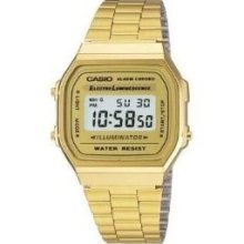 Casio Gold Tone Men's Dress Watch Daily Alarm Date Calendar Digital Stopwatch