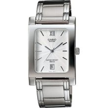 Casio Mens Bem100d-7a Stainless Steel Dress Watch White Dial