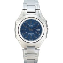 Casio Mens Sport Date Display Watch with Blue Dial and Silvertone Band