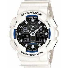 Casio Mens XL G-Shock Ana-Digi White Negative Display GA100B-7