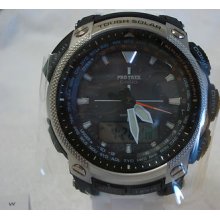 Casio Prg-505t Triple-sensor Tough Solar Protrek World Time Watchwhite Strapa+