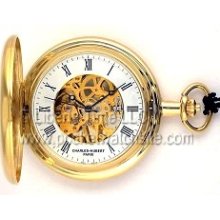 Charles Hubert 3576G Mechanical 17 Jewel Gold Pocket Watch