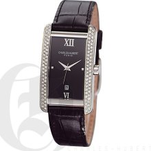 Charles Hubert Classic Mens Black Dial Elegant Bracelet Watch with Swarovski Crystal 3669-BB