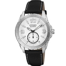 Citizen Ao3010-05a Quartz White Dial Leather Strap Men's Watch