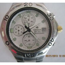 Citizen Diver Quartz Chronograph Wr 20 Bar Stainless Steel Bracelet Running&