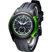 Citizen Eco-drive Chronograph Watch Black Green Ca0289-00e