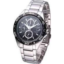 Citizen Eco-drive Chronograph Titanium Watch Black Ca0030-61e Made In Japan