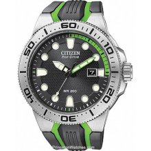 Citizen Eco-Drive Mens Scuba Fin Dive Watch Black and Green BN0090-01E