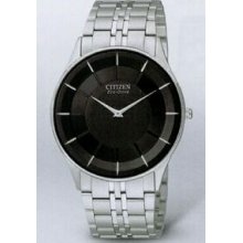 Citizen Eco Drive Silver Stainless Steel Stiletto Watch With Black Dial