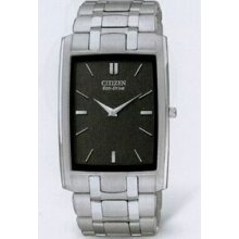 Citizen Eco Drive Silver/Black Rectangular Dial Stiletto Watch