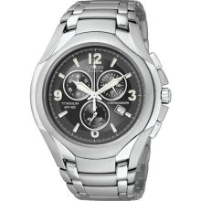 Citizen Eco-drive Titanium Chrono Black Dial Wr 100m Men's Watch At0940-50e