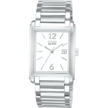 Citizen Eco-drive White Dial Silver Tone Date Men's Dress Watch Bw0170-59a