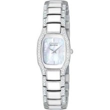 Citizen Eco-drive Womens Normandie White Crytal Bracelet Watch Ew9870-81d