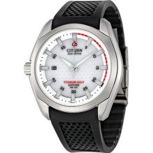 Citizen Golf Eco Drive White Dial Titanium Case Mens Watch Bm7120-01a