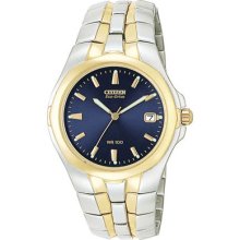 Citizen Men's Blue Dial Date Two Tone Stainless Steel Watch Bm0196-58l