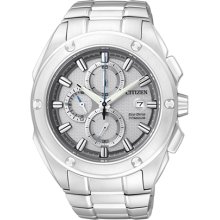 Citizen Men's Eco-Drive CA0210-51A Silver Titanium Quartz Watch with Silver Dial