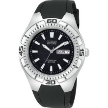 Citizen Men's Eco-drive Titanium Black Rubber Watch With Day And Date Bm8290-05e