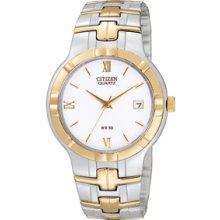 Citizen Mens Two-tone Quartz Watch W/ Round White Dial