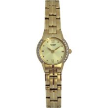 Citizen Swarovski Crystal Gold Tone Watch and Bracelet Set