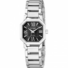 Citizen Women's Eco-Drive EP5890-54E Silver Stainless-Steel Eco-Drive Watch with Black Dial