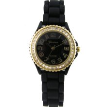 Colorful rubber/crystal watch-small black