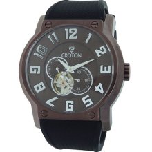 Croton Automatic Brown Automatic Rubber Strap Watch