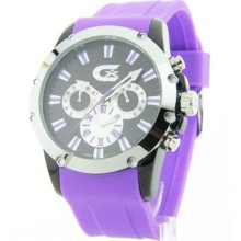 Croton ChronoGraph 3 Eye Sharp Purple Rubber Watch CX328023SSPP