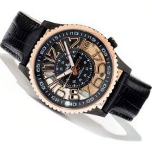 Croton Men's Circuit Breaker Quartz See-Thru Dial Sport Leather Strap