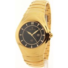 Croton Mens Goldtone Steel Date Casual Watch SP399157YLBK