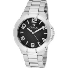 Croton Watch Cn207383ssbk Men's Black Textured Dial Stainless Steel