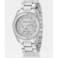 Crystal Pave Stainless Steel Chronograph Watch