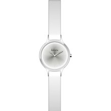 Dakota Watches White Leather Grey 6038-4 Mid-Size Sunburst Women'S