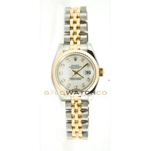 Datejust 179173 Steel Gold Jubilee Fluted White Diamond Dial