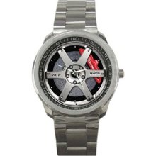 Design Volk Racing Te37sl Silver Wheel Rim Sport Metal Watch