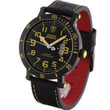 Detomaso Men's Quartz Watch With Black Dial Analogue Display And Black Leather Strap Dt1003-D