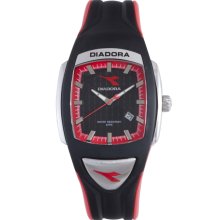 Diadora Black Dial Stainless Steel Black Rubber Mens Watch 6124M-02