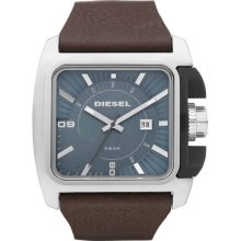 Diesel Men's DZ1542 Brown Leather Quartz Watch with Blue Dial