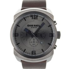 Diesel Watches Men's Classic Chronograph Grey Dial Brown Leather Brown