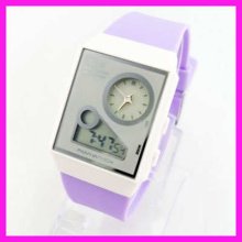 Digital Film Watch 5mode Slim Analog Chronograph Purple