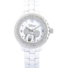 DisneyÂ® White Enamel Crystal Accent Mickey Watch Open Ratings Snapshot